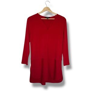 Lauren Ralph Lauren Women's Red Keyhole Long Sleeve Tunic Top Small